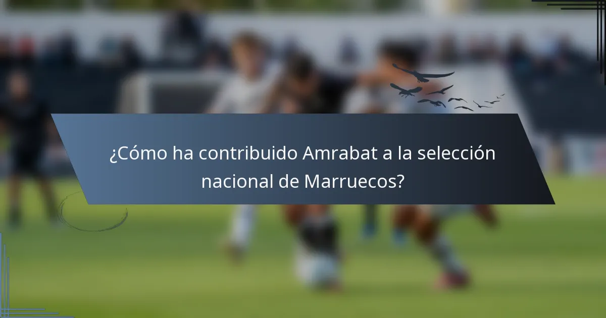 ¿Cómo ha contribuido Amrabat a la selección nacional de Marruecos?
