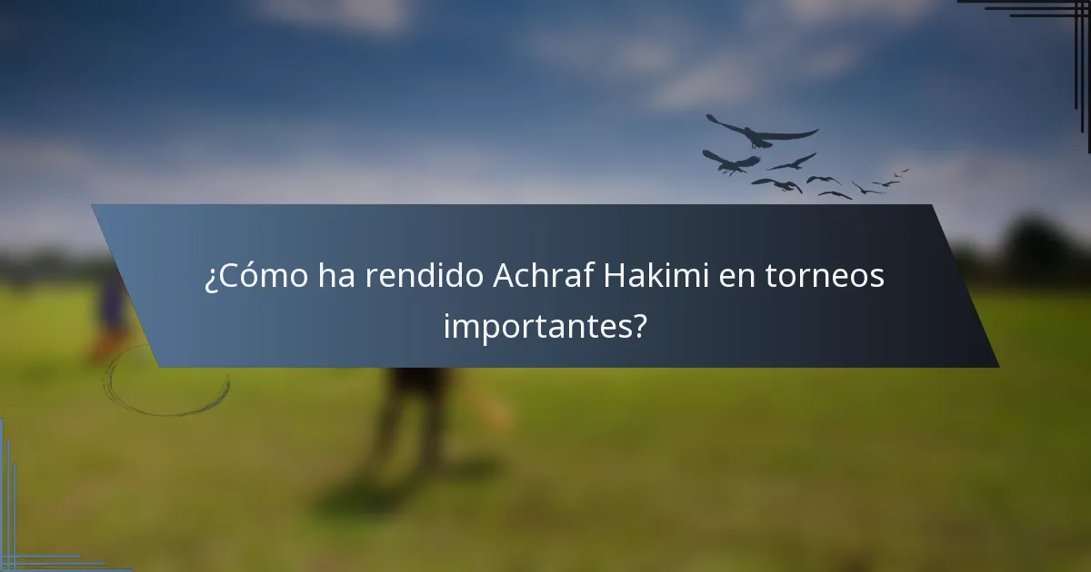 ¿Cómo ha rendido Achraf Hakimi en torneos importantes?