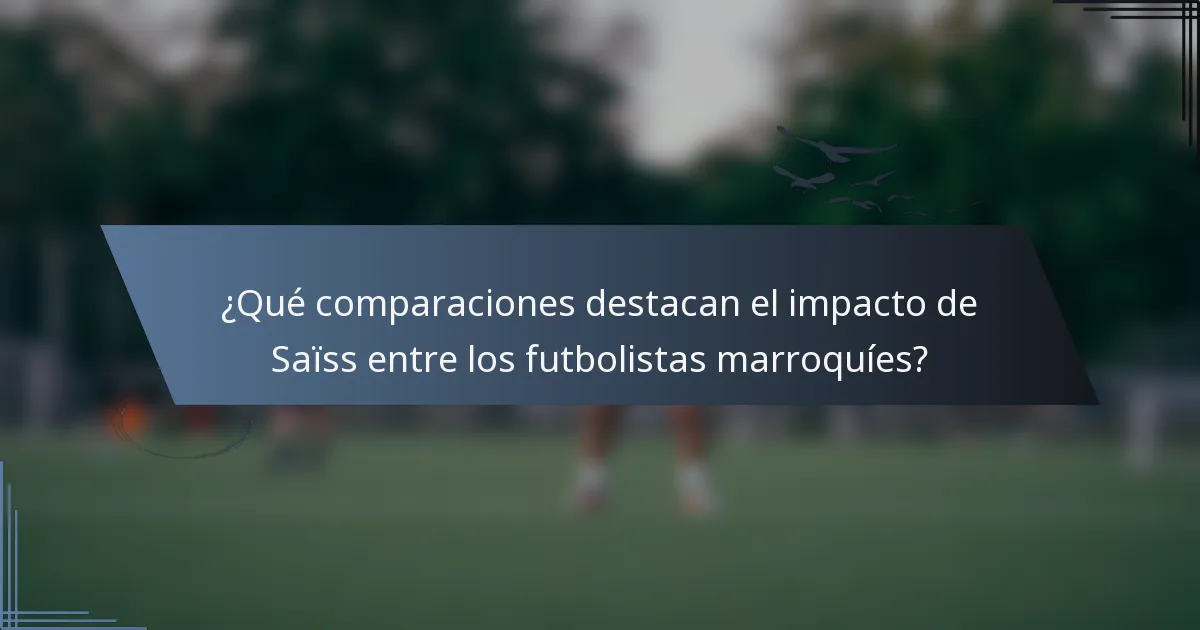 ¿Qué comparaciones destacan el impacto de Saïss entre los futbolistas marroquíes?