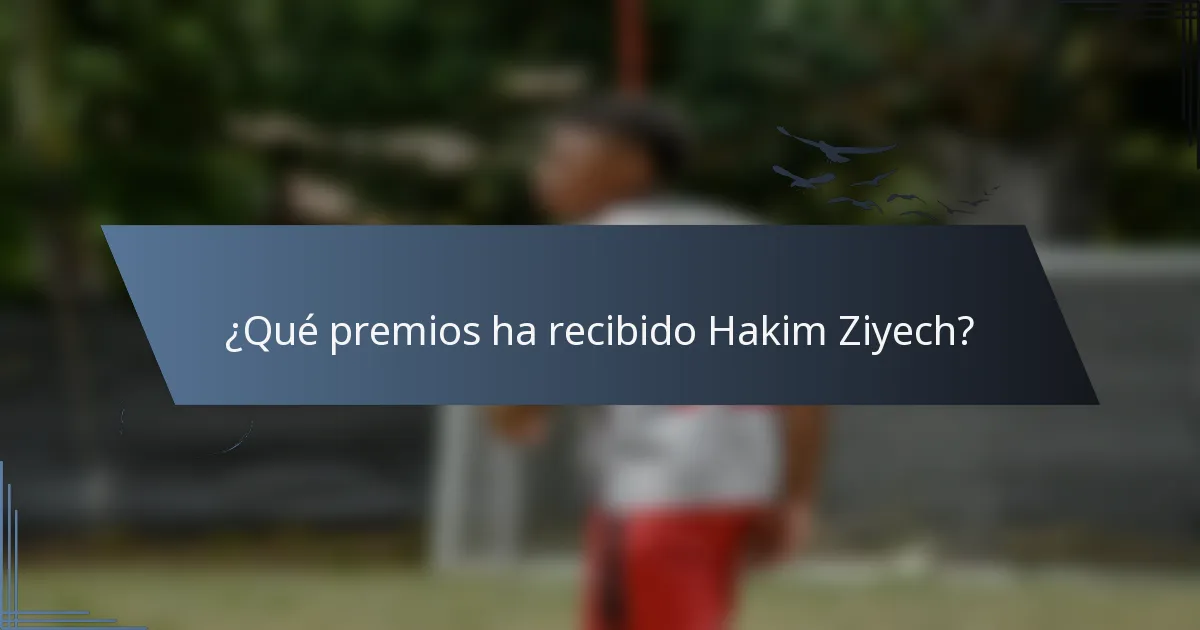 ¿Qué premios ha recibido Hakim Ziyech?
