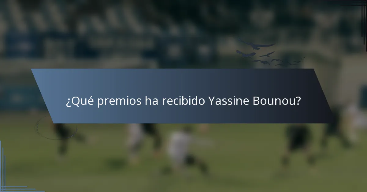 ¿Qué premios ha recibido Yassine Bounou?