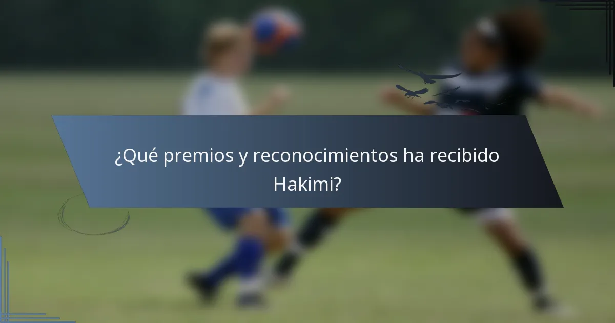 ¿Qué premios y reconocimientos ha recibido Hakimi?